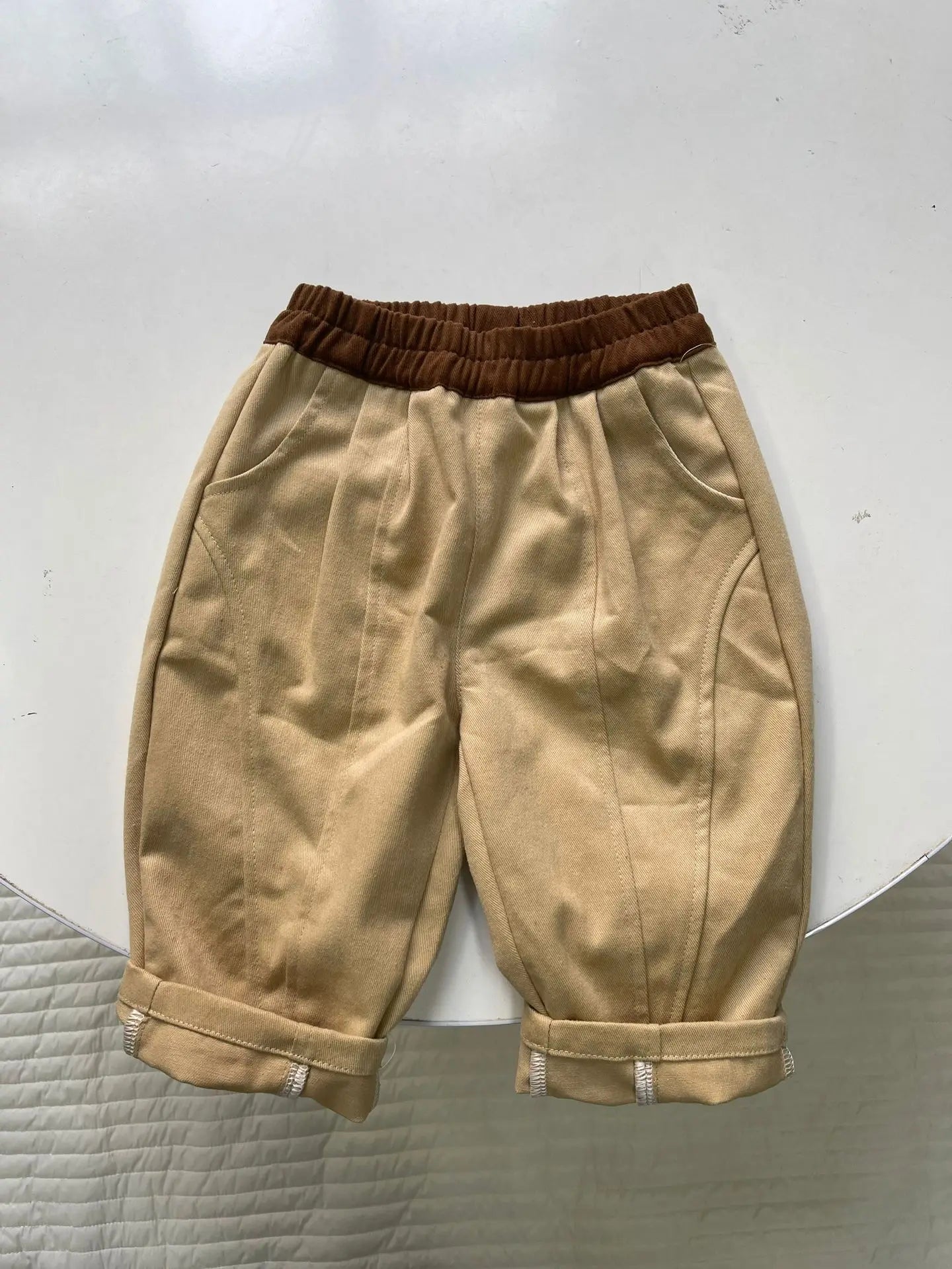 ロングパンツ・スウェットパンツ Apricot / 9M  73CM ベビーキッズパンツ バイカラー切り替えロングルーズパンツ【mh0008728】