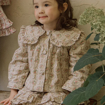 ショートコート・ジャケット・ジャンパー Apricot  flowers / 90cm / 取り寄せ（7〜21日） キッズアウター コート フラワー 花柄プリントジャケット 2カラー ガールズ 女の子 子供服