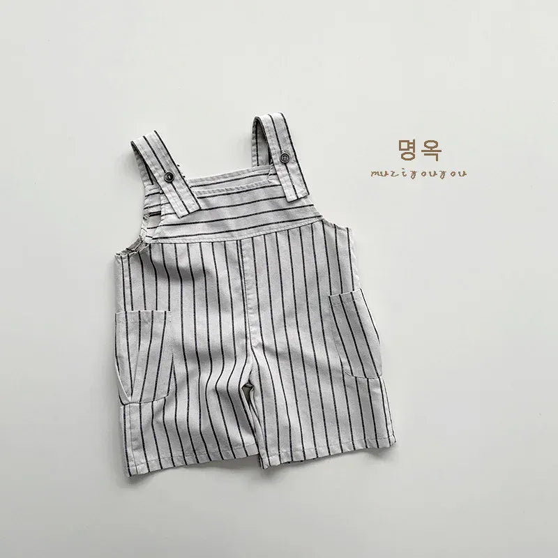 オーバーオール apricot gray / 12M  80cm キッズオーバーオール サロペット ワイドルーズ サスペンダーパンツ 無地/ストライプ