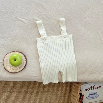 長袖セットアップ apricot overalls / 6M  66CM ベビートップス/サロペット ボーダー長袖Tシャツ/ニットサスペンダーパンツ【mh0008683】