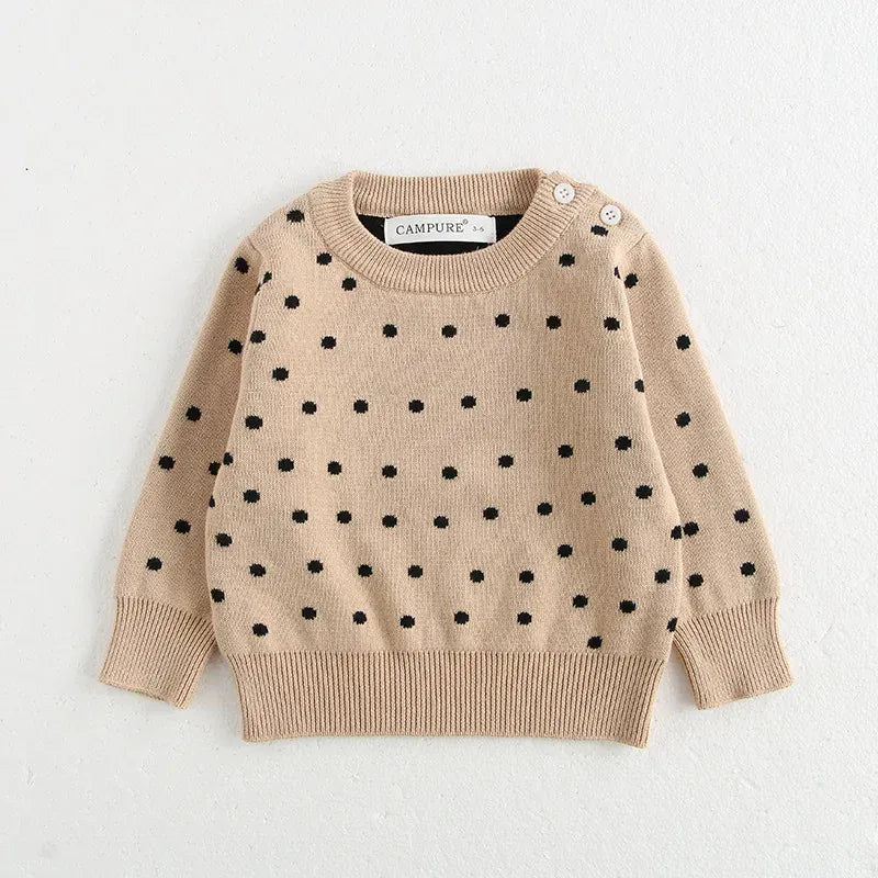 ニット・セーター Apricot polka dots / 66cm ベビートップス 水玉ドット/ボーダーニット長袖セーター【mh0008507】