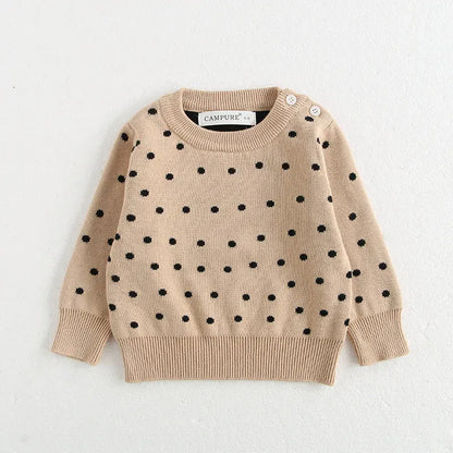 ニット・セーター Apricot polka dots / 66cm ベビートップス 水玉ドット/ボーダーニット長袖セーター【mh0008507】