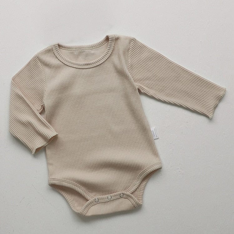 長袖ロンパース apricot romper / 66cm ベビー シンプル ベーシック フリル 長袖 ロンパース リボン ヘアバンド ユニセックス 2647A