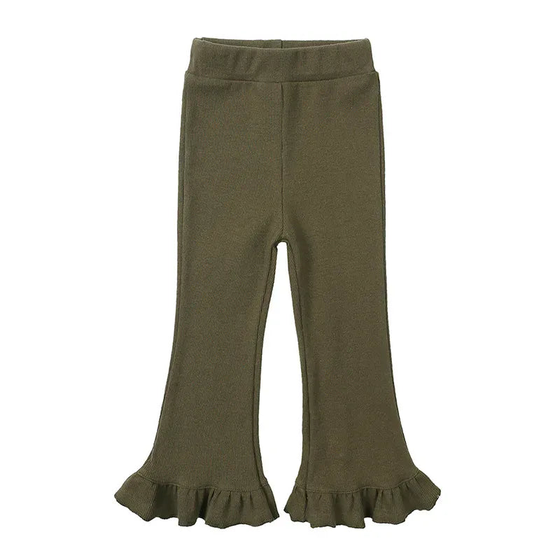 レギンスパンツ army green / 24M  90cm キッズパンツ 裾フリル フレアレギンス レギンスパンツ シンプルベーシック 7カラー