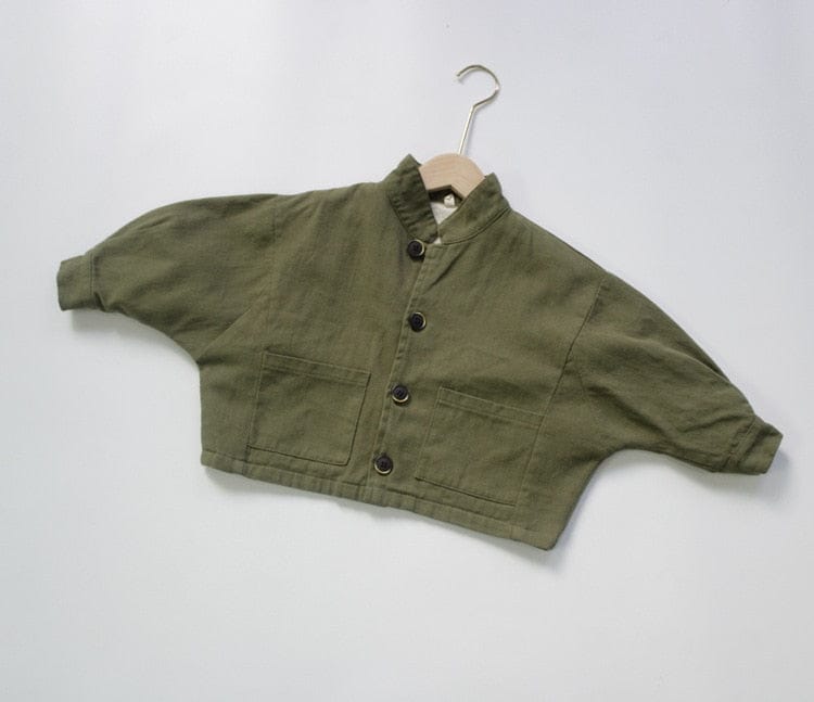 ショートコート・ジャケット・ジャンパー Army Green / 80cm キッズ コットンリネン ルーズ ジャケット