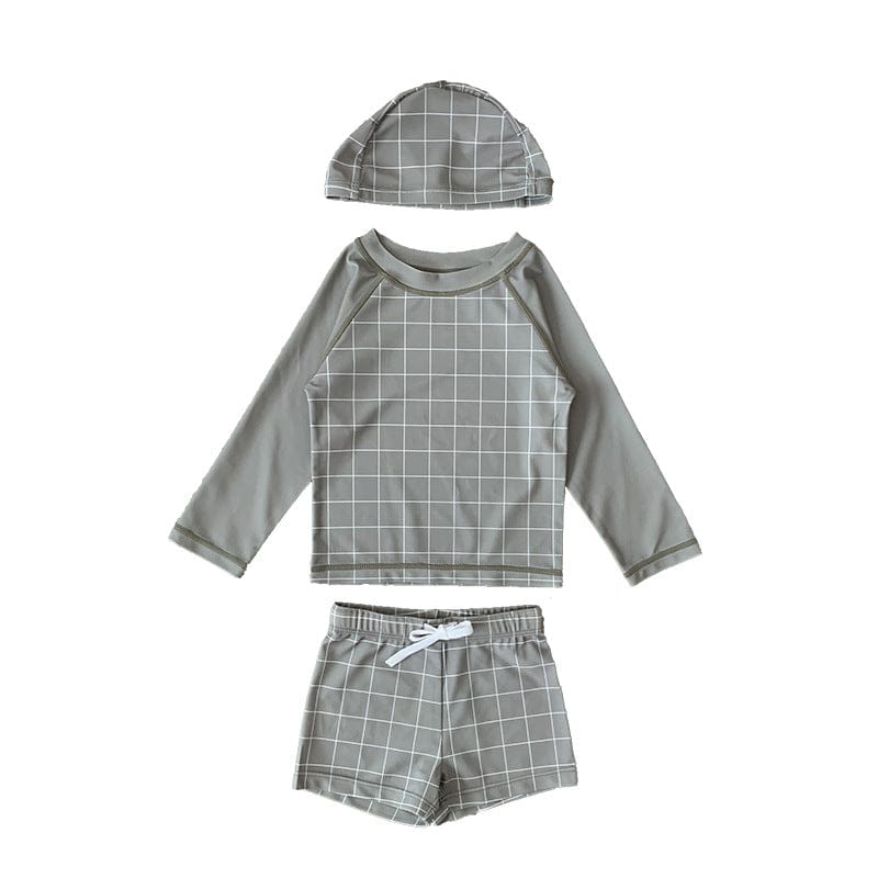 ベビー用水着 Army Green / 80cm ボーイズ水着 長袖セパレートスイムウェア ラッシュガード【mh0009296】