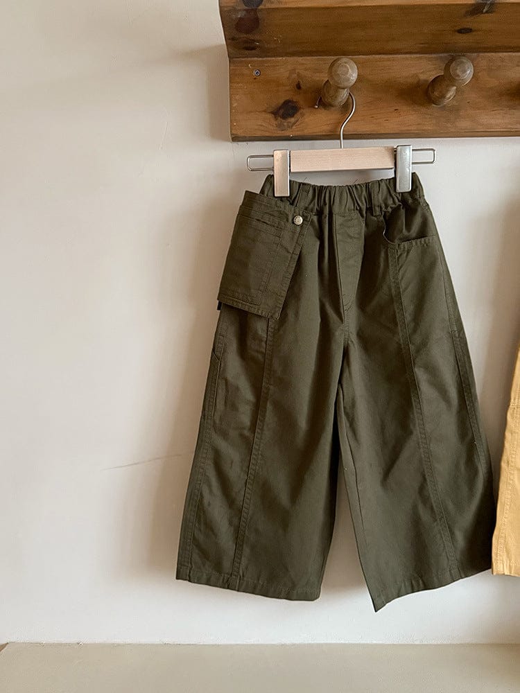 ロングパンツ・スウェットパンツ Army Green / 90cm リムーバブルポケットワイドルーズロングパンツ【mh0010561】