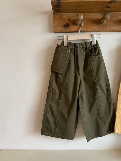 ロングパンツ・スウェットパンツ Army Green / 90cm リムーバブルポケットワイドルーズロングパンツ【mh0010561】