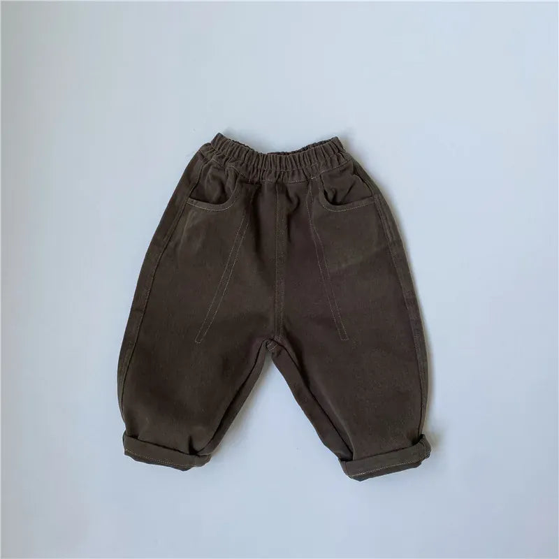 ロングパンツ・スウェットパンツ army green gray / 12M  80cm / 取り寄せ（3〜14日） ☺︎ キッズパンツ シンプルベーシック ルーズパンツ 2カラー