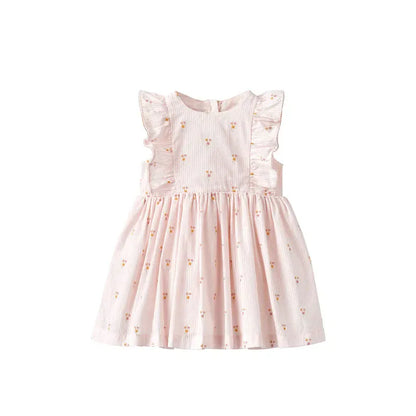 ノースリーブワンピース as pic / 90cm キッズワンピース ラッフルフリル ノースリーブサマードレス フラワー小花柄プリント