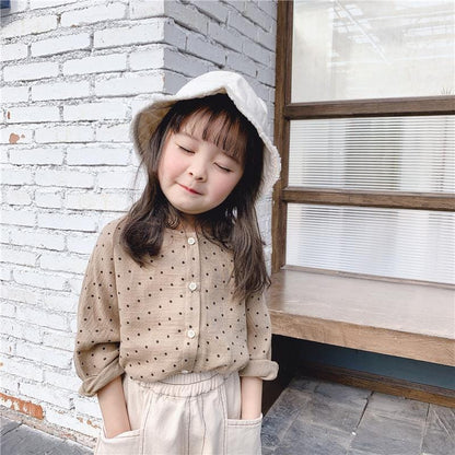 長袖シャツ・ブラウス Auburn / 80cm / 取り寄せ（7〜35日） キッズ 水玉 ドット 長袖 ブラウス シャツ ベージュ ブラウン ガールズ