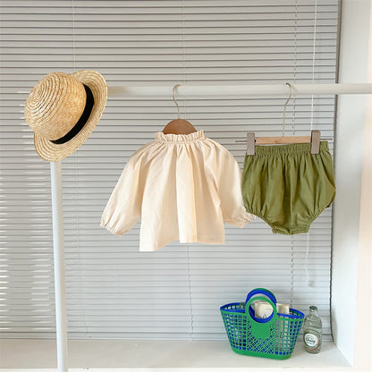 長袖セットアップ Avocado Cotton Shirt Shorts Set アボカド柄 セットアップ ブラウス ブルマ【mh0012238】