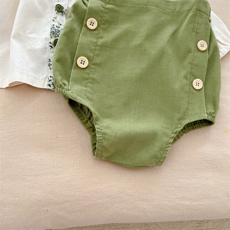 長袖セットアップ Avocado Cotton Shirt Shorts Set アボカド柄 セットアップ ブラウス ブルマ【mh0012238】