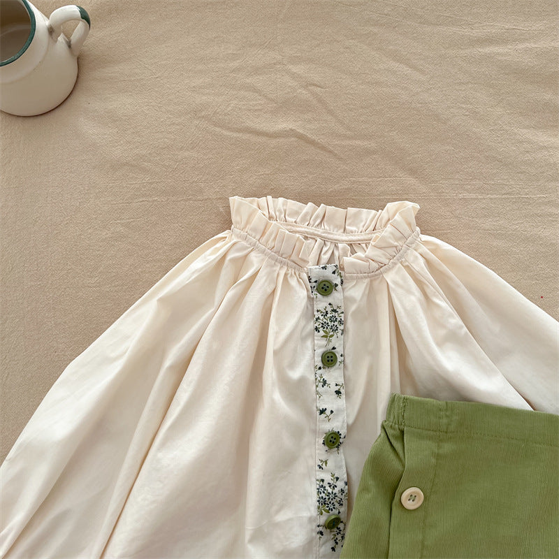 長袖セットアップ Avocado Cotton Shirt Shorts Set アボカド柄 セットアップ ブラウス ブルマ【mh0012238】