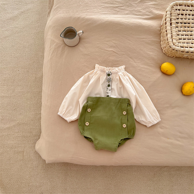 長袖セットアップ Avocado Cotton Shirt Shorts Set アボカド柄 セットアップ ブラウス ブルマ【mh0012238】