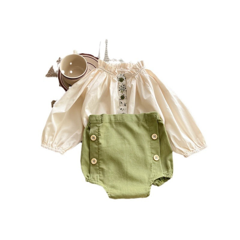 長袖セットアップ Avocado Cotton Shirt Shorts Set アボカド柄 セットアップ ブラウス ブルマ【mh0012238】