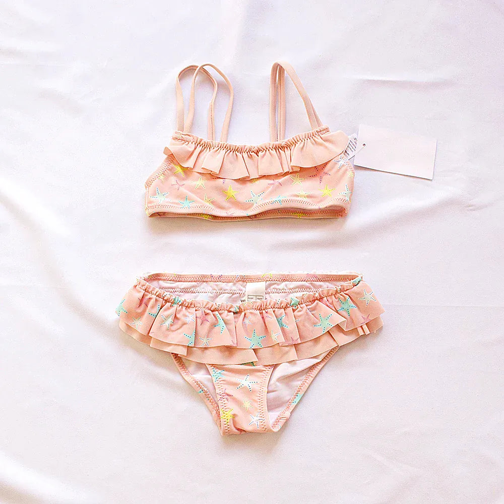 ベビー用水着 B / size 2(2-3 years) キッズ水着 ビキニセット セパレート フラミンゴ ヒトデ スターフィッシュ ピンク【mh0005129】