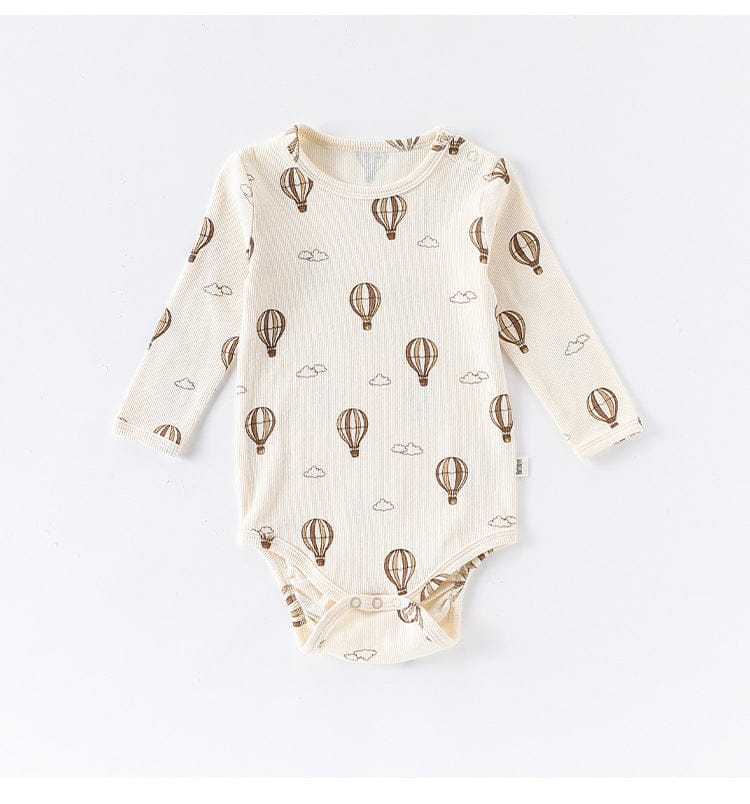 ロンパースセットアップ Balloon Bodysuit / 66cm チェリー/気球プリント長袖ロンパース/パンツ【mh0010721】