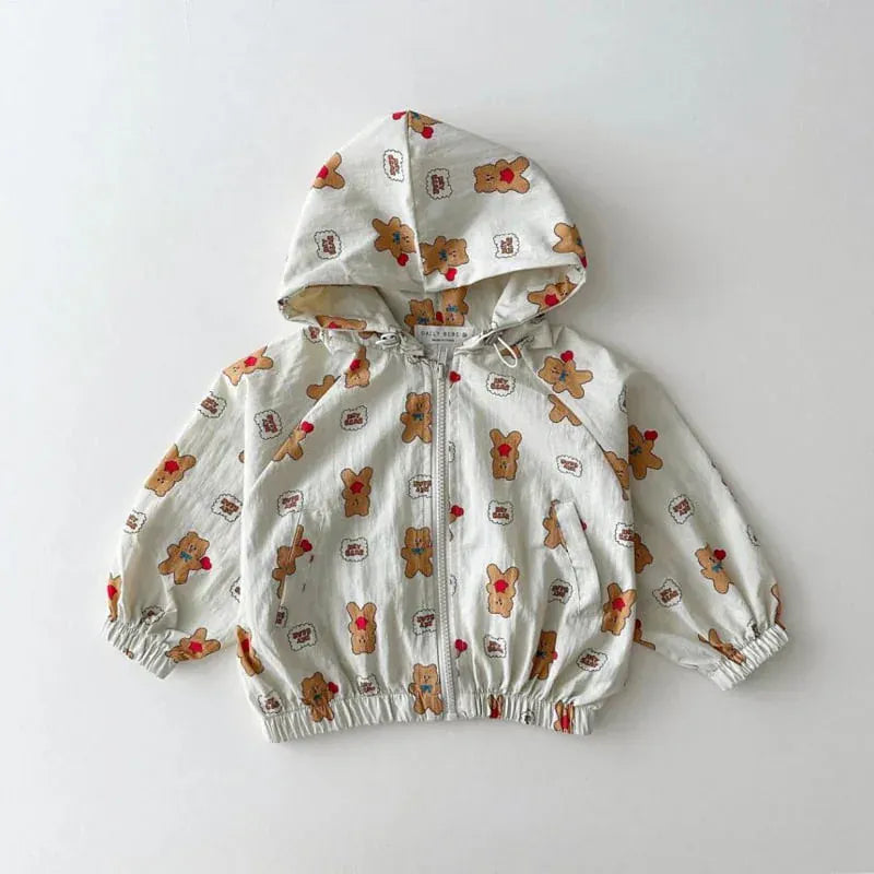ショートコート・ジャケット・ジャンパー bear / 12M  80CM キッズアウター アニマルハートプリントフーディウィンドブレーカージャケット ジャンパー 3カラー【mh0007012】