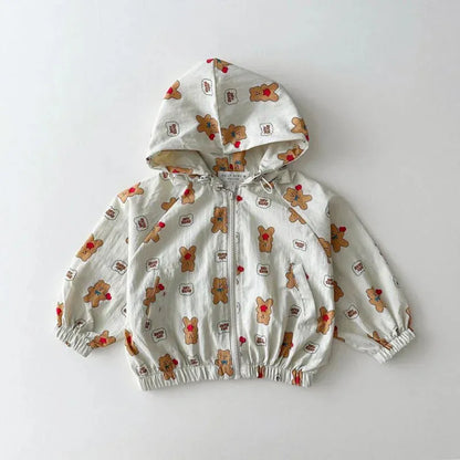 ショートコート・ジャケット・ジャンパー bear / 12M  80CM キッズアウター アニマルハートプリントフーディウィンドブレーカージャケット ジャンパー 3カラー【mh0007012】