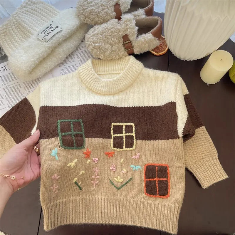 ニット・セーター Beige / 100cm 3T キッズトップス ニット刺繍セーター【mh0008445】