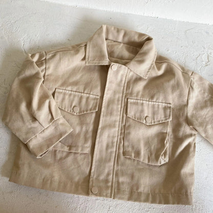 ショートコート・ジャケット・ジャンパー beige / 12M  80cm キッズアウター 襟付きジャケット レトロコート 2カラー