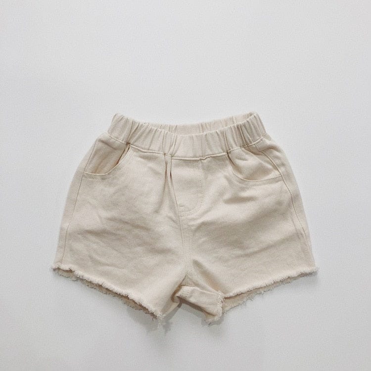 ハーフパンツ・ショートパンツ beige / 12M/80cm キッズ シンプル ベーシック 切りっぱなし ルーズ サマー ショートパンツ 6カラー ユニセックス
