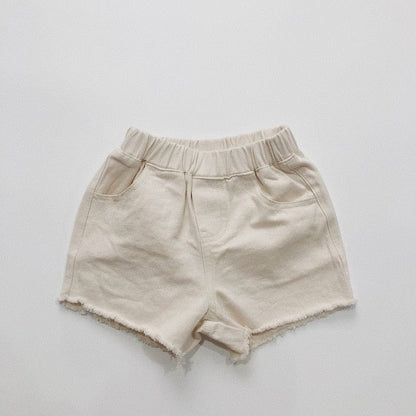 ハーフパンツ・ショートパンツ beige / 12M/80cm キッズ シンプル ベーシック 切りっぱなし ルーズ サマー ショートパンツ 6カラー ユニセックス