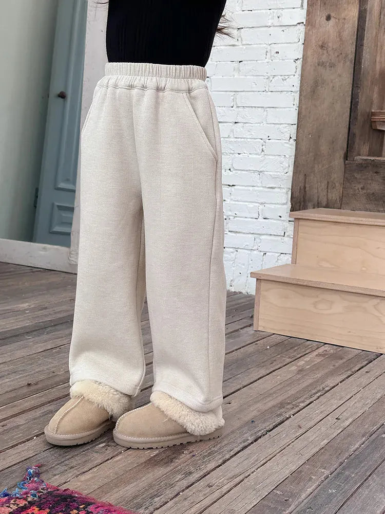 ロングパンツ・スウェットパンツ beige / 2T (90) キッズパンツ コーデュロイ 裏フリース ストレートパンツ 4カラー