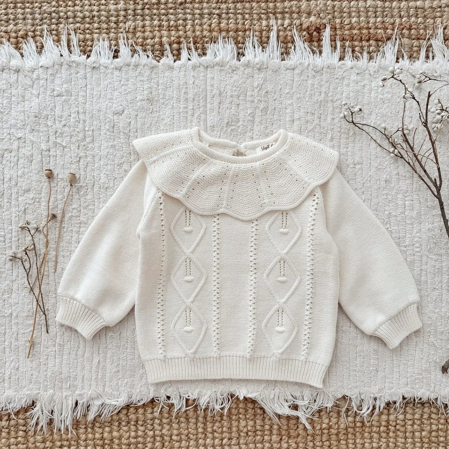 ニット・セーター beige / 2T (90) / 取り寄せ（7〜30日） キッズトップス ニットビッグサークル襟セータートップス 2カラー