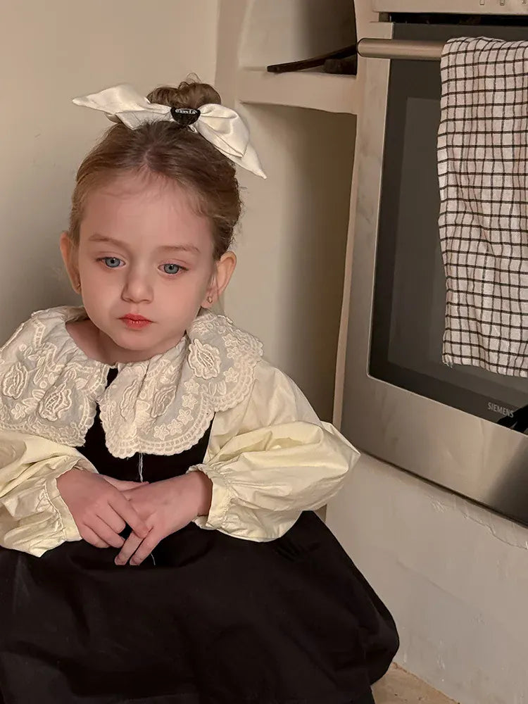 長袖シャツ・ブラウス Beige / 2T-90 キッズトップス ビッグレース襟長袖ブラウス【mh0008668】