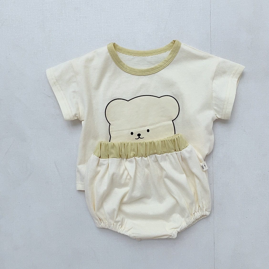半袖セットアップ Beige / 3-6M 66cm ベビー くま セットアップ Tシャツ + ショートパンツ【mh0006264】