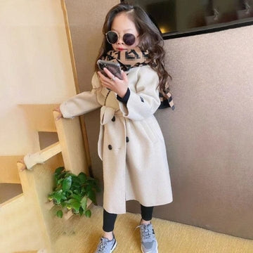 ロングコート beige / 3T (90-100cm) キッズジュニアアウター ロングコート フリーストレンチコート ベージュ/ブラック/2カラー