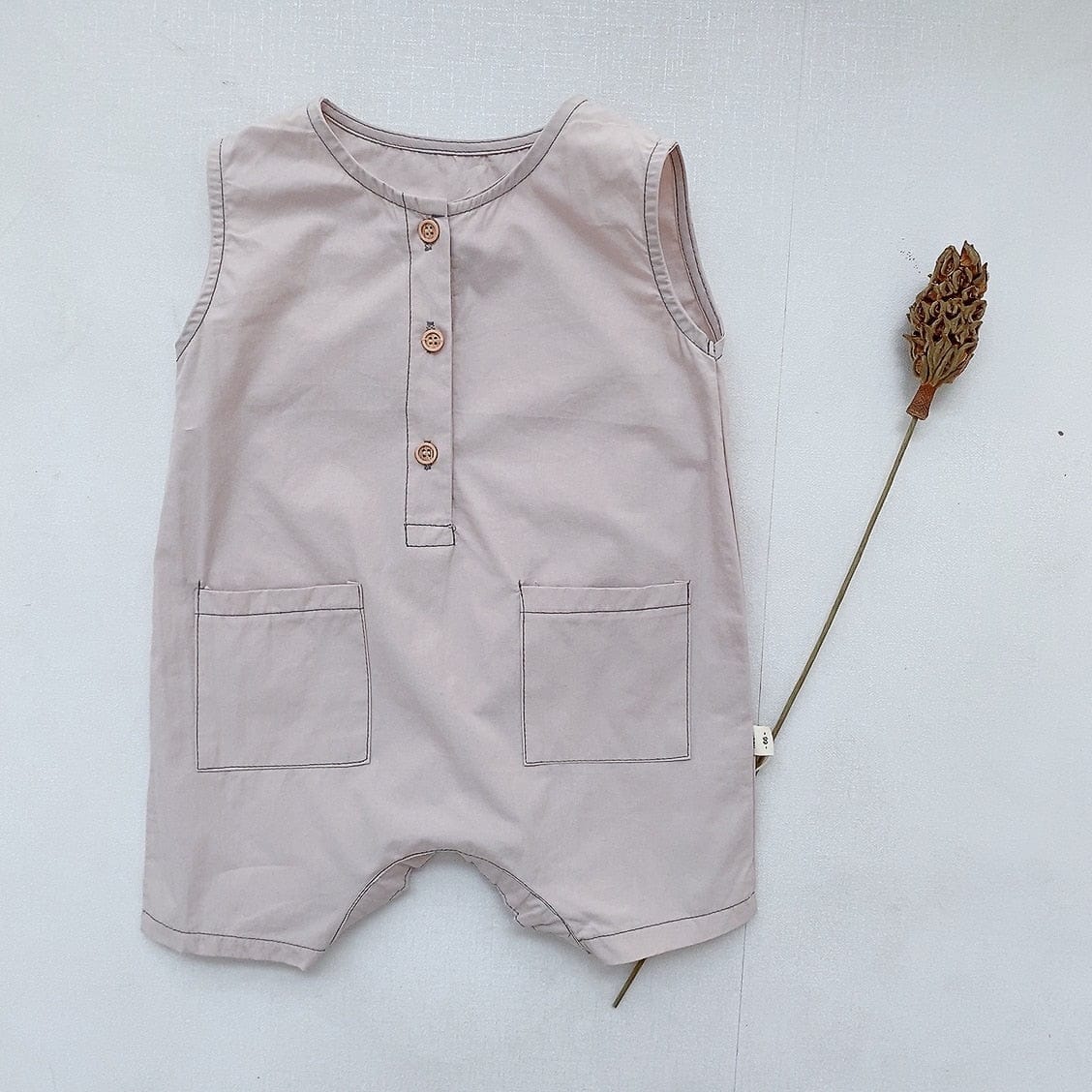 ノースリーブジャンプスーツ beige / 66cm ベビー ノースリーブ ジャンプスーツ ロンパース ボーイズ 7450