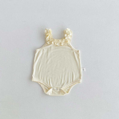 ノースリーブロンパース Beige / 66cm フリルキャミソールロンパース【mh0010305】