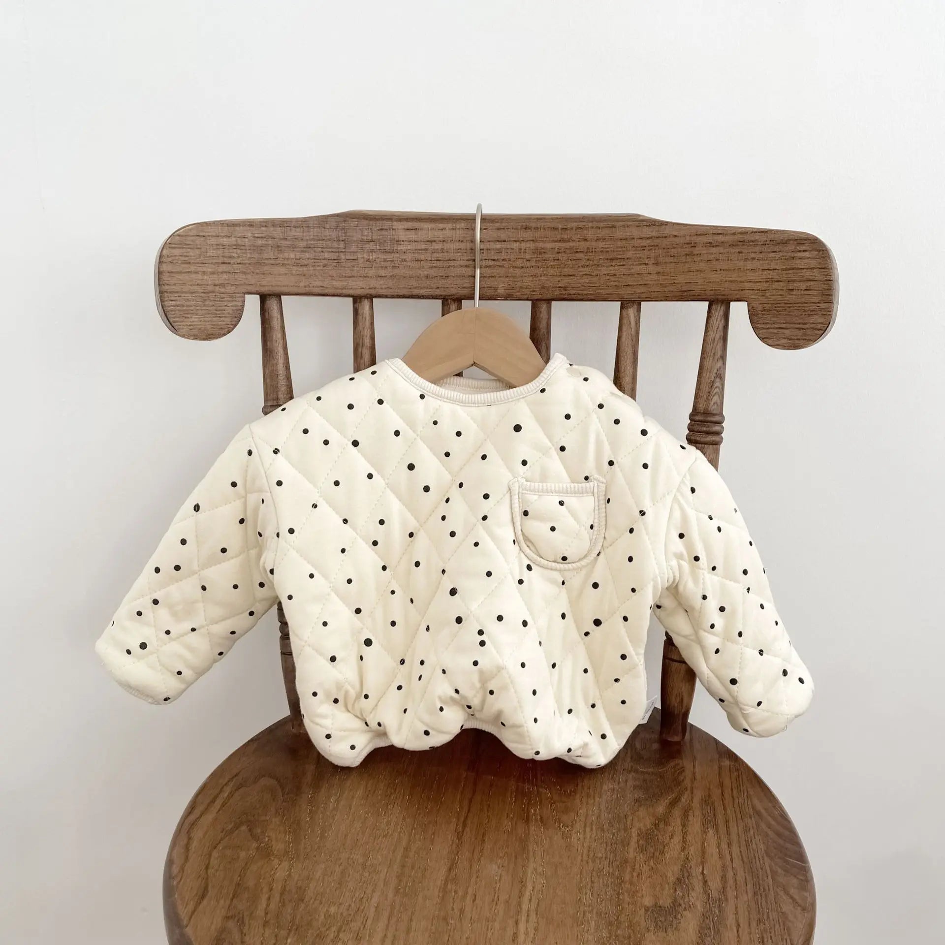トレーナー・フーディ beige / 6M  66cm ベビースウェットシャツ キルティングトップス 水玉ドットプリント 2カラー ユニセックス 男の子 女の子 子供服