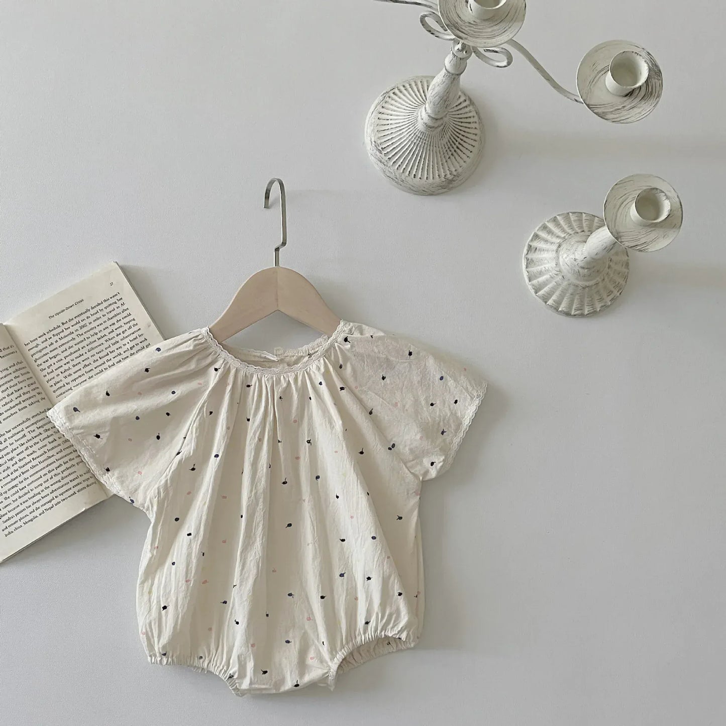 半袖ロンパース Beige / 6M  66CM ベビーロンパース 半袖ルーズボディスーツ カラフル刺繍【mh0006299】