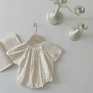 半袖ロンパース Beige / 6M  66CM ベビーロンパース 半袖ルーズボディスーツ カラフル刺繍【mh0006299】