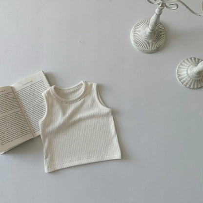 タンクトップ・キャミソール・ノースリーブトップス Beige / 6M  66CM ベビートップス リブタンクトップ ノースリーブTシャツ シンプルベーシック 4カラー【mh0005464】