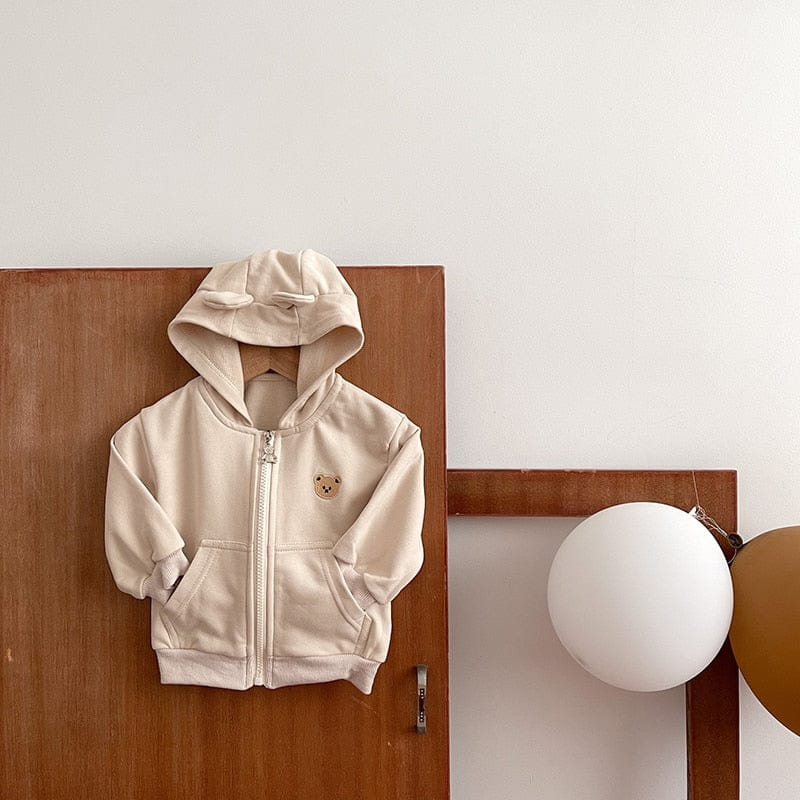 カーディガン・パーカー beige / 73cm ベビー 耳付き フーディ パーカー ジャケット うさぎ くま ベア 恐竜 ユニセックス