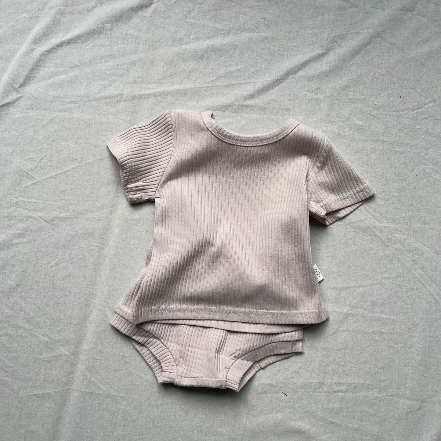 半袖セットアップ beige / 73cm ベビーセットアップ 2点セット 半袖Tシャツ+ハイウェストブルマパンツ【mh0009172】