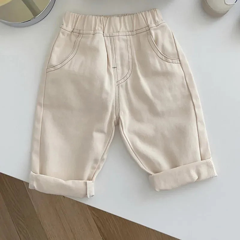 ロングパンツ・スウェットパンツ Beige / 73cm ベビーキッズパンツ ジーンズ デニムパンツ ルーズロングパンツ シンプルベーシック 3カラー