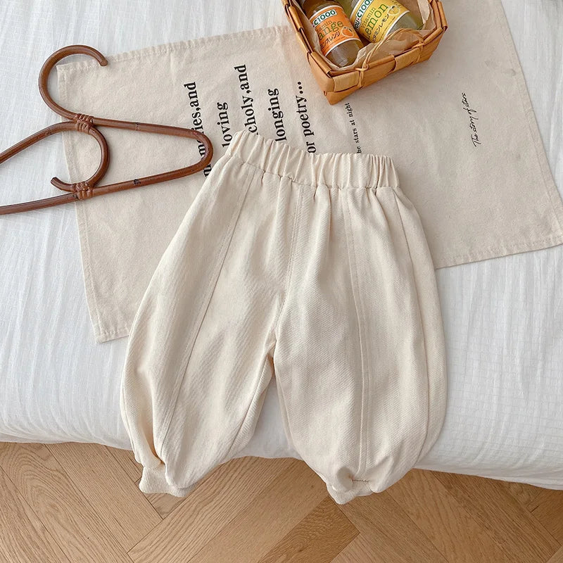 ロングパンツ・スウェットパンツ Beige / 73cm キッズパンツ ルーズロングパンツ シンプルベーシック 3カラー【mh0004177】