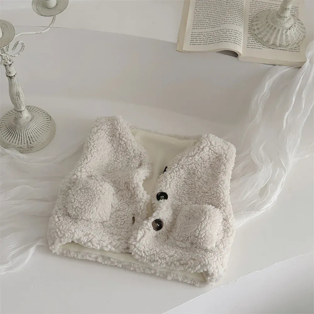 ベスト Beige / 73cm 9M ベビーベスト ボアフリースもこもこ前あきベスト【mh0008015】