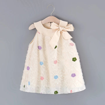 ノースリーブワンピース Beige / 73cm ベビーワンピース レースフラワーノースリーブサマードレス ベージュ【mh0005915】