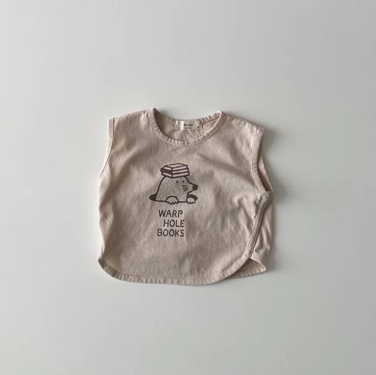 タンクトップ・キャミソール・ノースリーブトップス Beige / 73cm モグラプリントノースリーブTシャツ【mh0010409】
