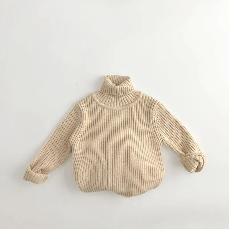 ニット・セーター beige / 80cm キッズトップス リブニットタートルネックセーター シンプルベーシック