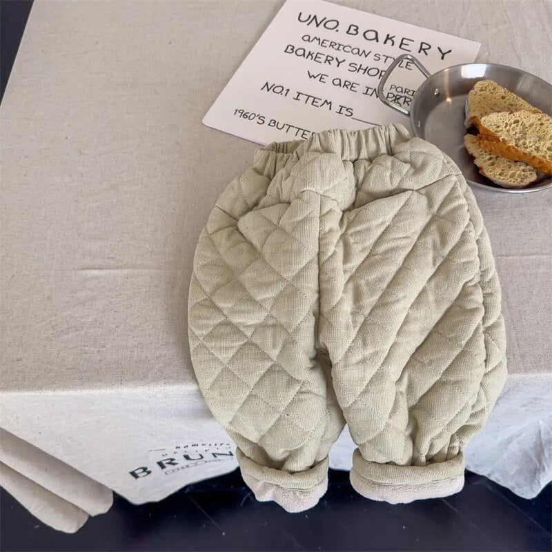 ロングパンツ・スウェットパンツ beige / 80cm キッズ キルティング コーデュロイ パンツ 暖パン