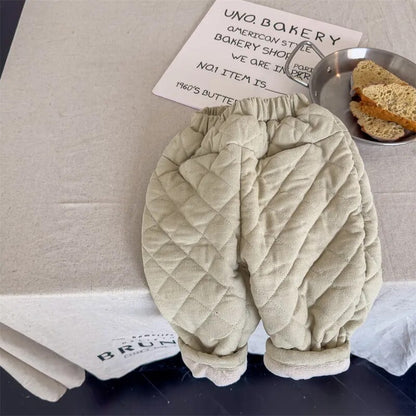 ロングパンツ・スウェットパンツ beige / 80cm キッズ キルティング コーデュロイ パンツ 暖パン