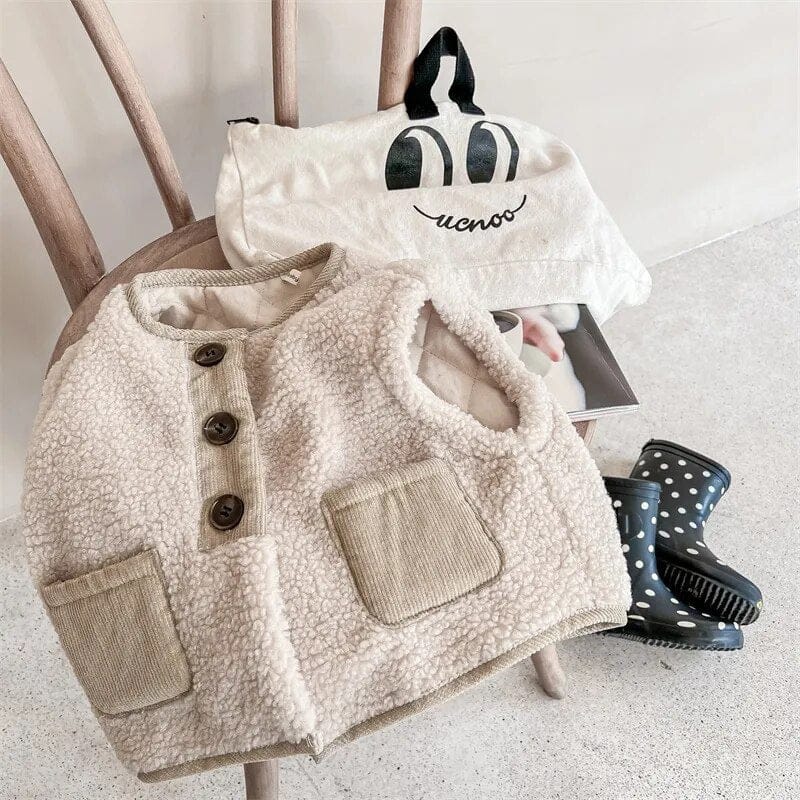 ベスト beige / 80cm キッズ ボアフリース ベスト アウター